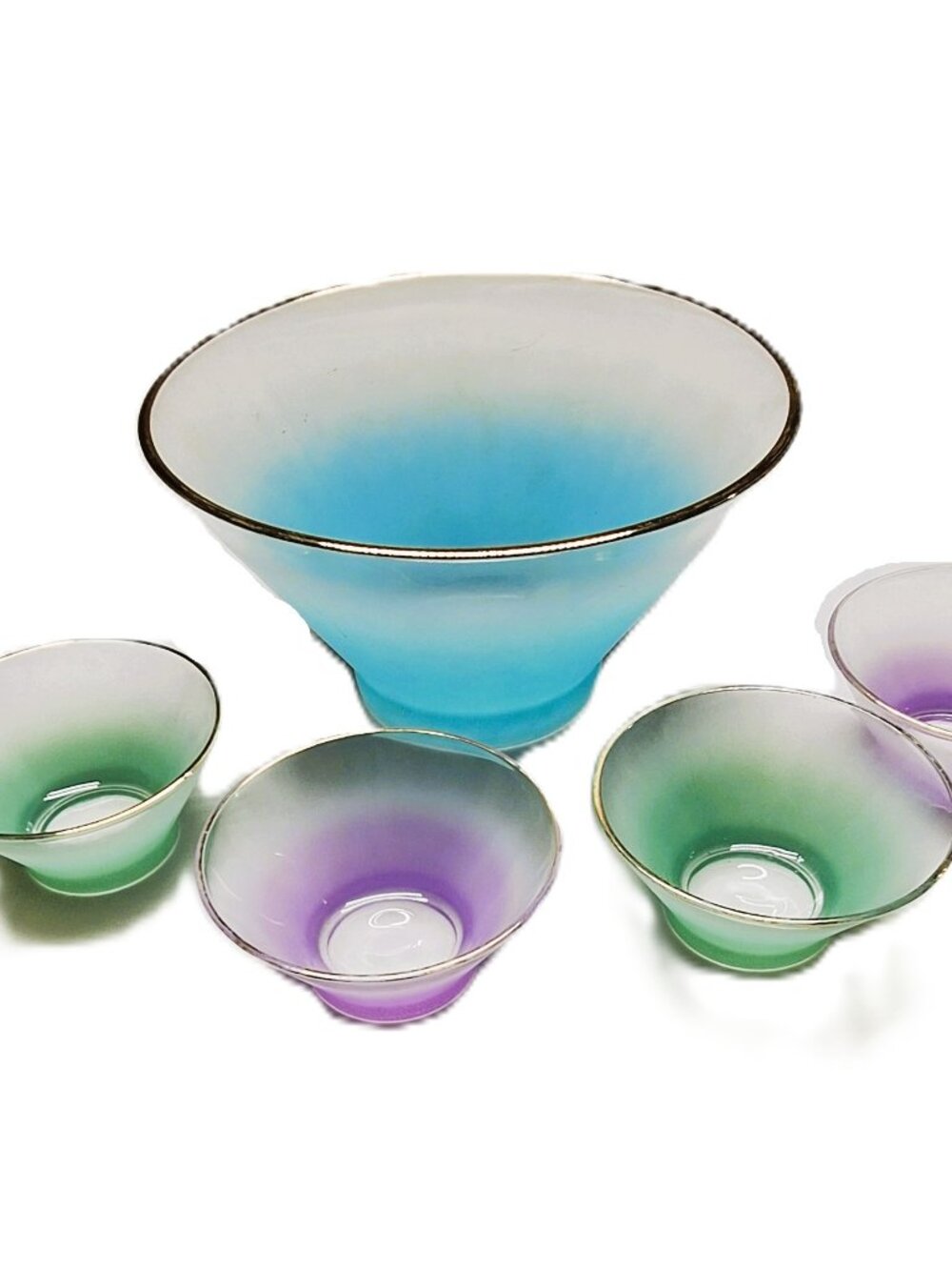 VTG Mid Century MCM Blendo Glass Serving Bowl & Dessert/ Salad Bowls Set Of 5